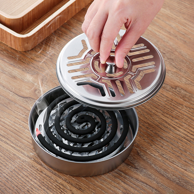 Mosquito Coil Holder with Mesh Stand For Camping Travel Coil Incense Burner Box Garden