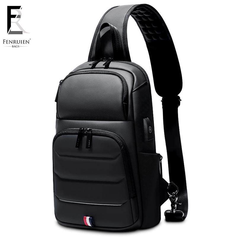 FRN New Fashion Men Chest bag for 9.7  iPad USB Charging Short Trip Messenger Bags Water Repellent Crossbody Shoulder Bag