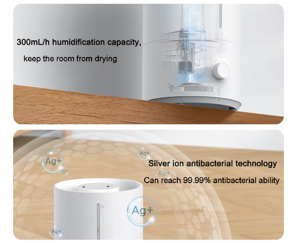 Ready Stocks!! XIAOMI YOUPIN ZhiBai Humidifier 4L / Mijia Humidifier 2 MJJSQ06DY Silver Ion 99.99% Antibacterial Humidifier - White