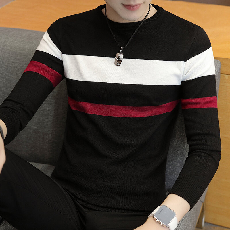 Sweater Men's 2018 Autumn New Style Men's Sweater Unique Plaid Round Neck Autumn Korean-style Fashionable Handsome Sweater