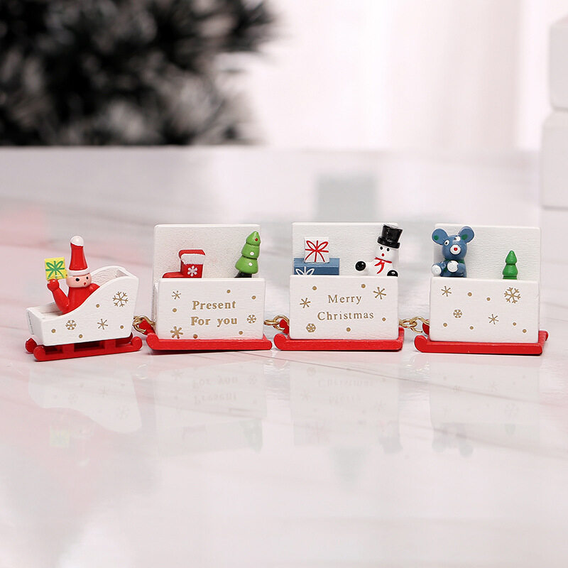 Merry Christmas Wooden Train Ornament Christmas Decoration For Home Santa Claus Gift  2022 New Year Xmas Decor