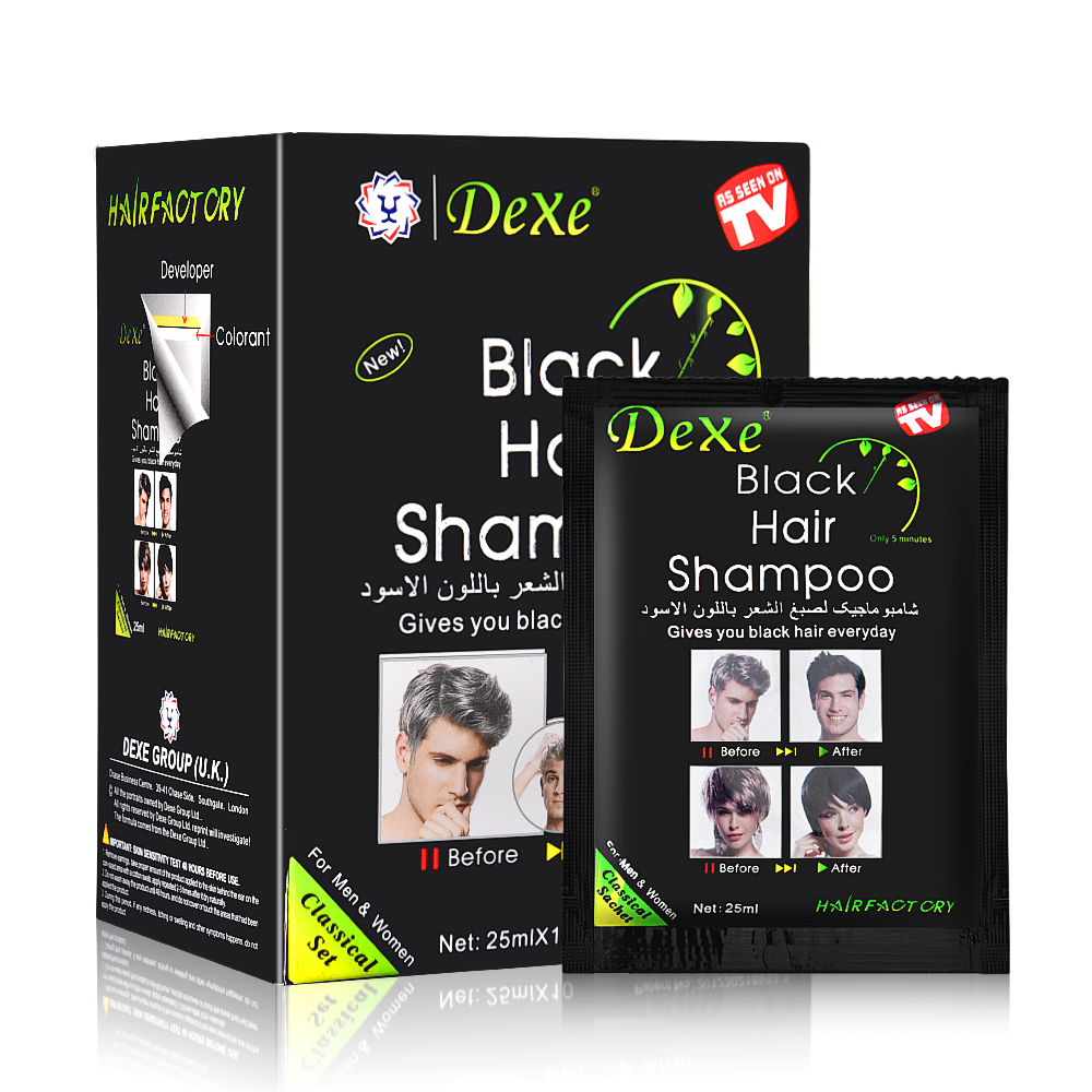 10pcs/lot Dearbeauty Black Hair Dye Shampoo Only 5 Minutes Grey Hair Removal Dye Hair Coloring Cream Building Fibers Hair Care
