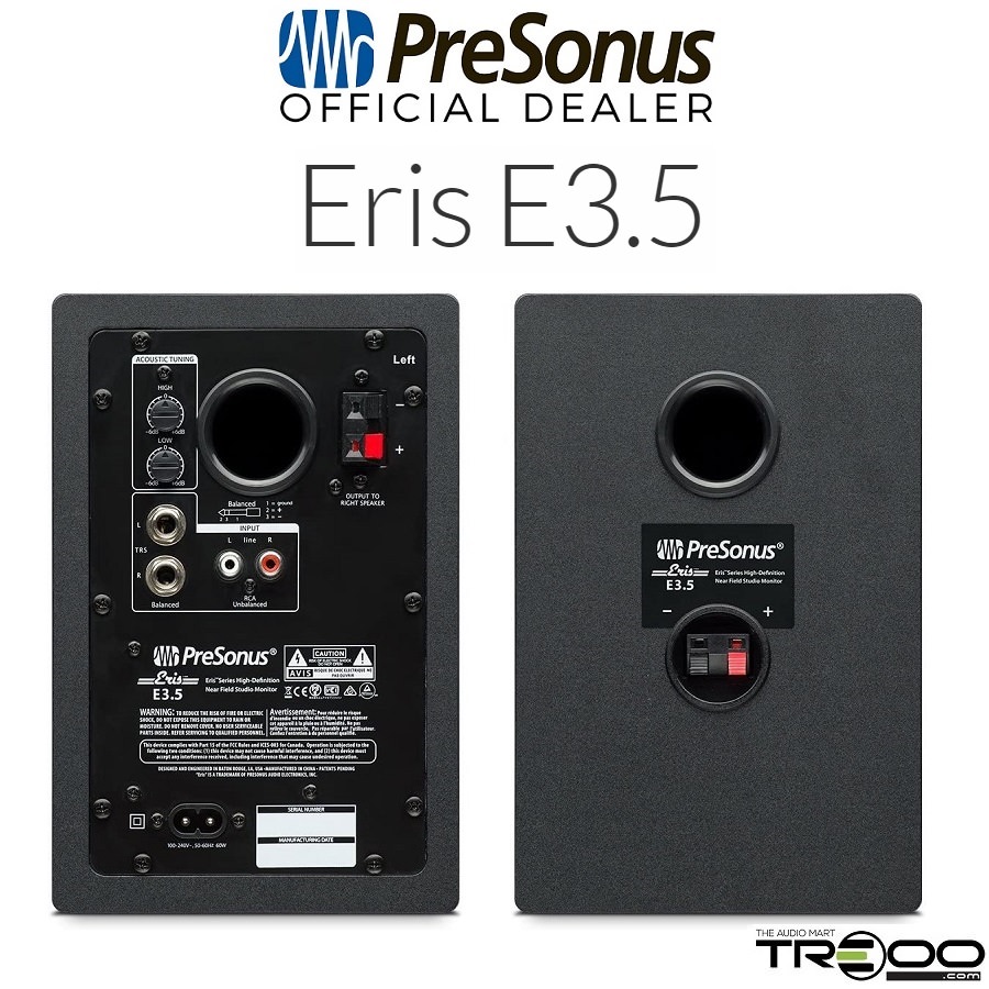 PreSonus Eris E3.5 Wired Studio Monitoring Desktop Bookshelf Speakers