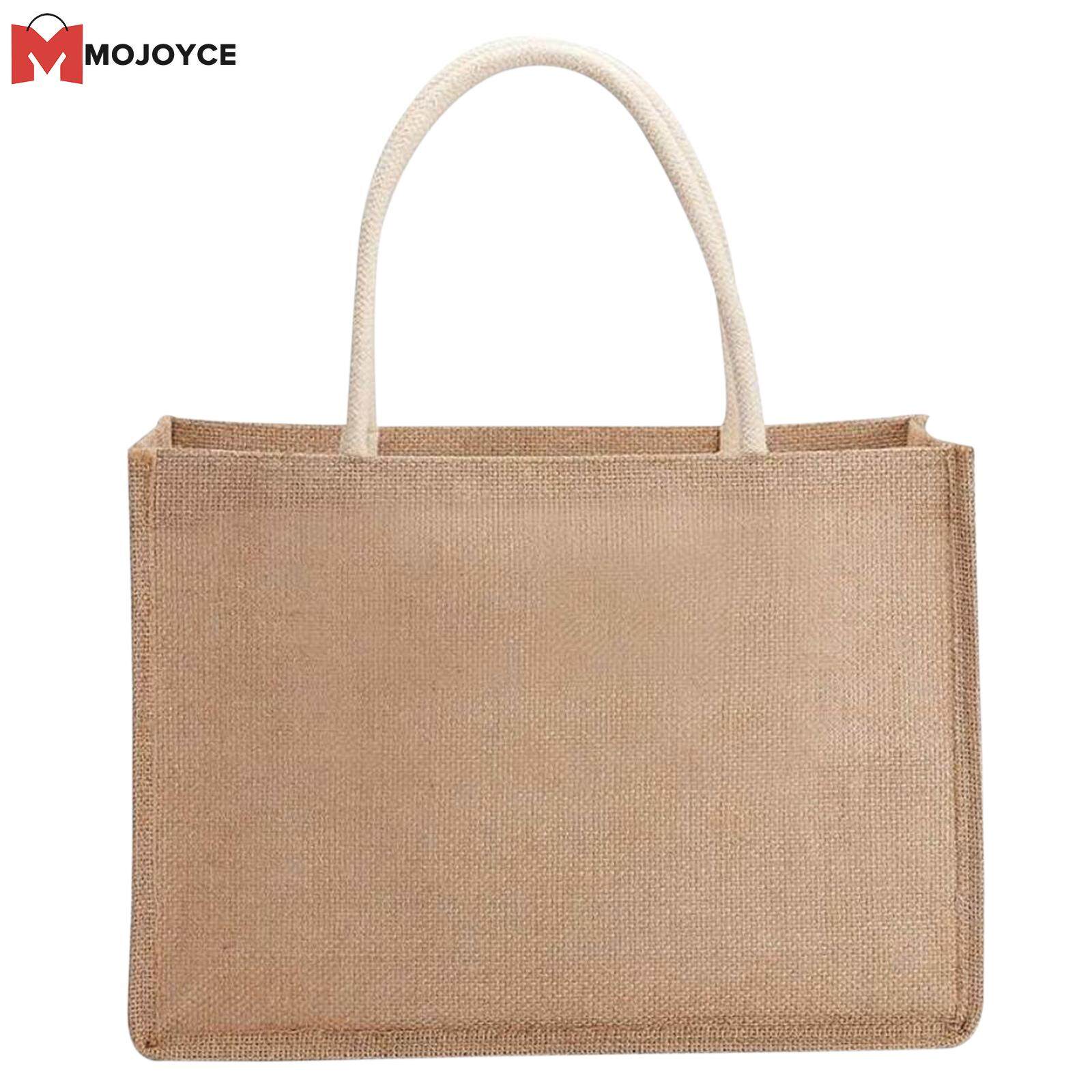 MOJOYCE Burlap Tote Bags Blank Jute Beach Shopping Handbag Gift Bags with Handle