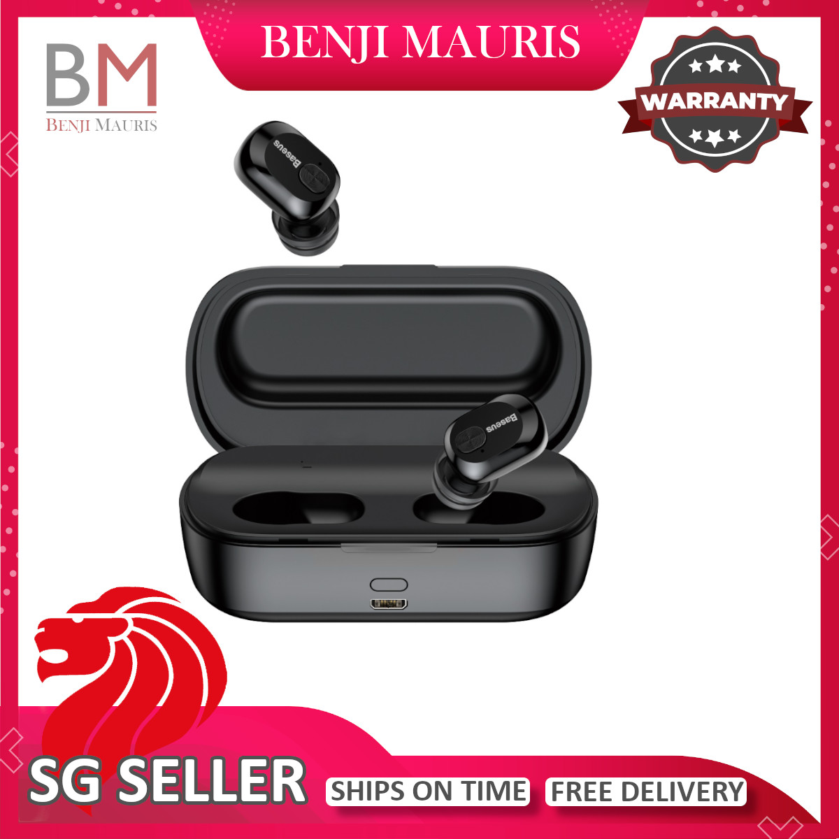 Baseus True Wireless Bluetooth Earphones Sweatproof with Charging Box For iPhone Samsung Huawei Oppo Xiaomi Mobile Phones