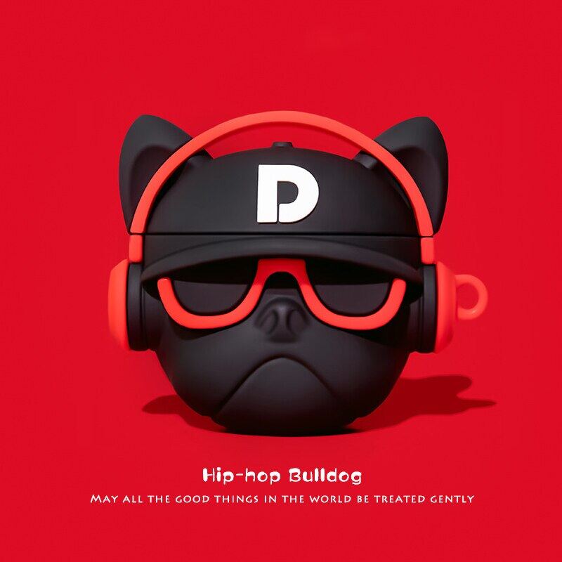 Music Bulldog Case for Apple AirPods 1 2 Pro Cool Rock Dog Soft Silicone Wireless Bluetooth Earphone Case for Airpods 3 2021