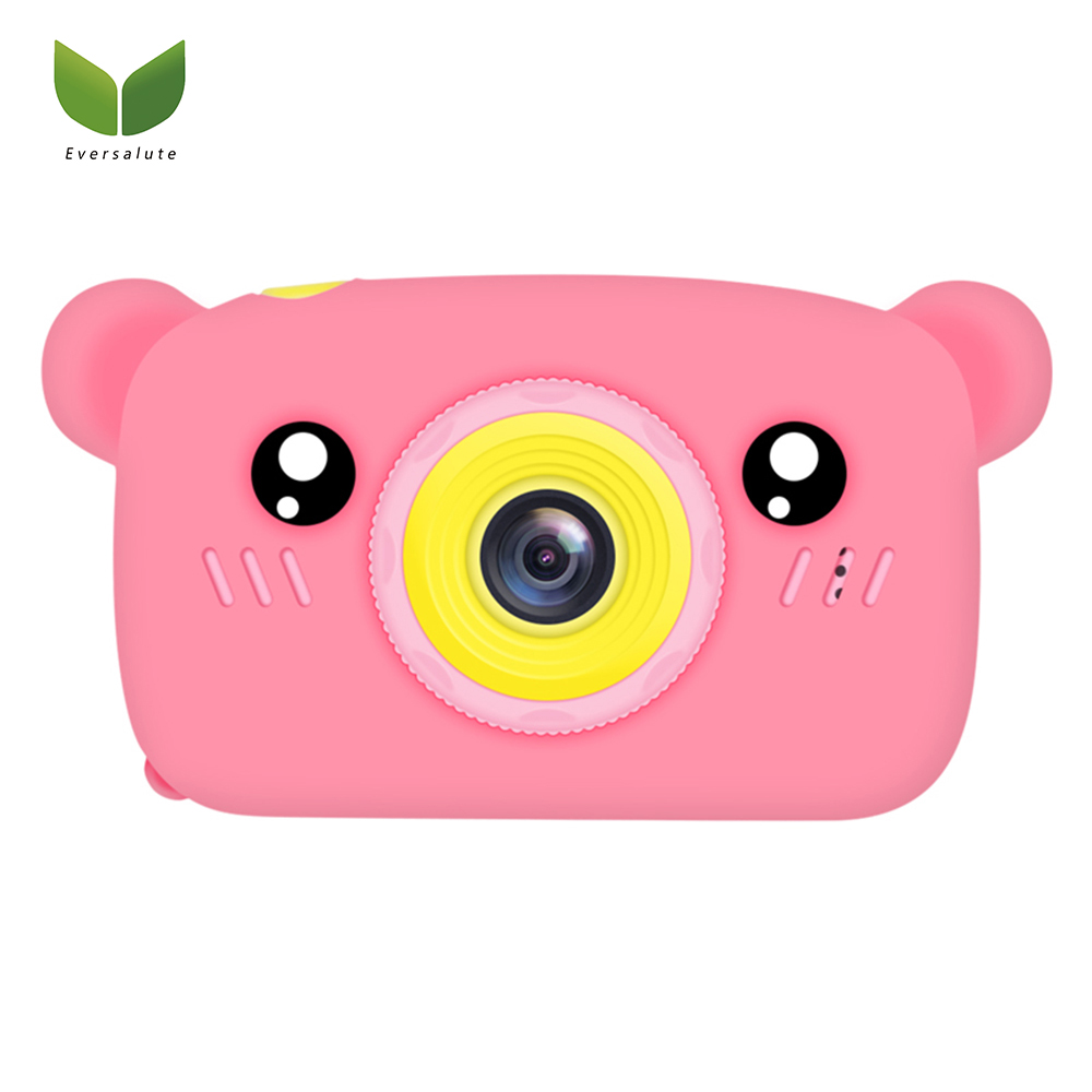 Eversalute LCD Screen 2 inch Kids Camera - Digital Children Cameras Cartoon Bear 12M 1080P Video Camera Toddler Boys Toys Birthday Gifts for Boy Age 3 4 5 6 7 8 Up to 32G Card