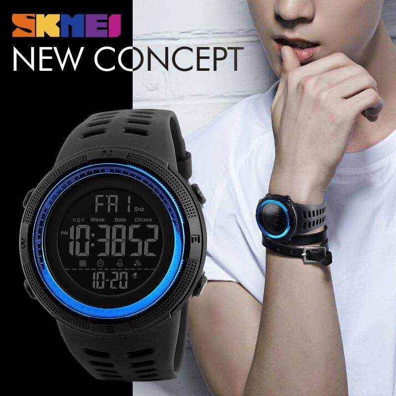 New SKMEI 1251 Men Sports Watches 50M Waterproof Watches Countdown Double Time Watch Alarm Chrono Digital Wristwatches