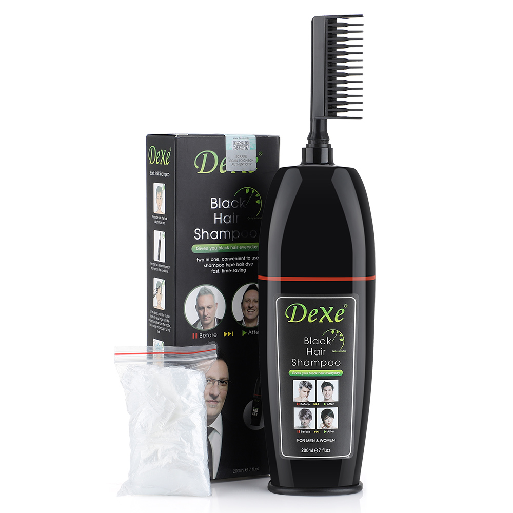 DEXE 400ml Black Dyed Shampoo Black Hair Dye Ingredients Ginseng Ginger Ganoderma Lucidum White Hair Dyed Black Adult Available Repair Hair Nourish Scalp