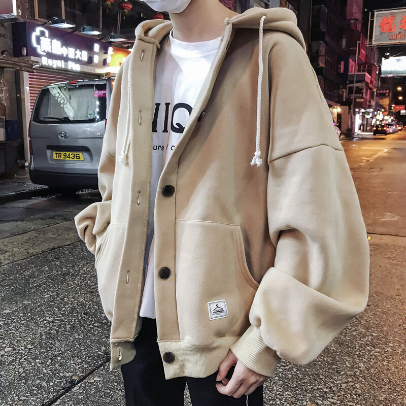 Sweater Men's Fashionable Ins Hong Kong Style Autumn Hooded Loose Fashionable All-Match Baseball Jacket Couple's Autumn Cardigan Clothes