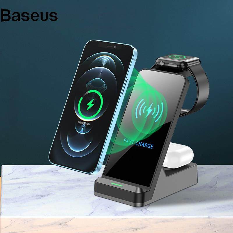 Baseus H15 3 in 1 Wireless Charger Station 15W Qi Fast Charging Stand Holder for iPhone/Apple Watch/AirPods