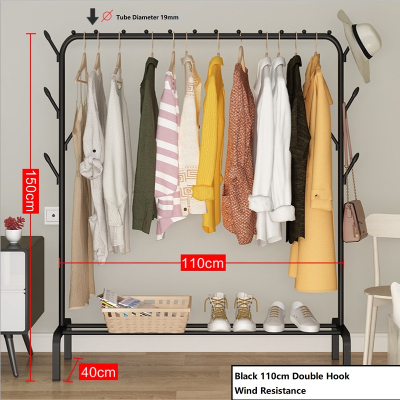 (SG STOCK) Sturdy Steel Pipe Clothes Rack Drying/ Clothing Stand / Coat Hanger / Hat Shoes Rack