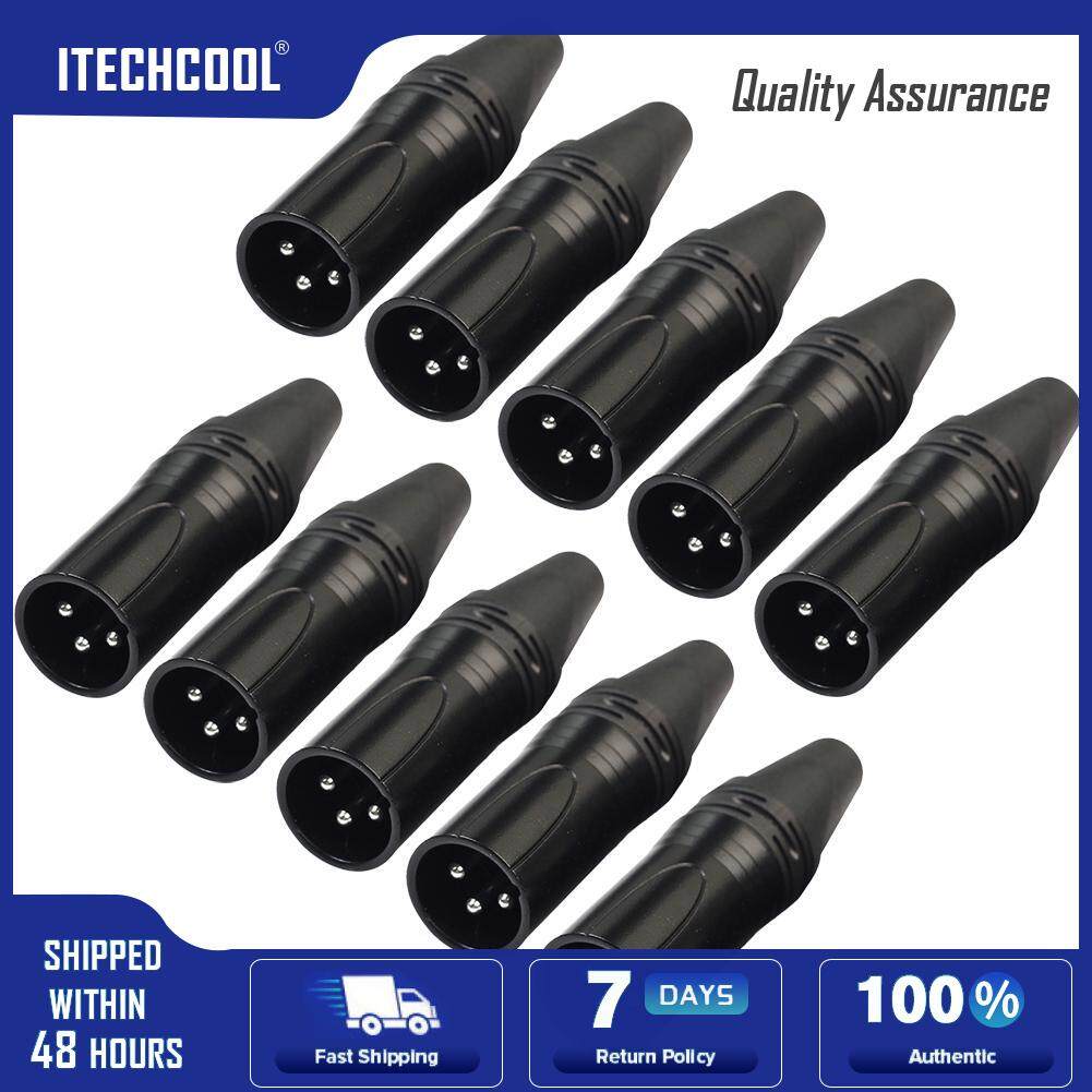 10pcs XLR 3Pin Male DIY Audio Cable Mic Connectors Solder Plug Mic Adapters