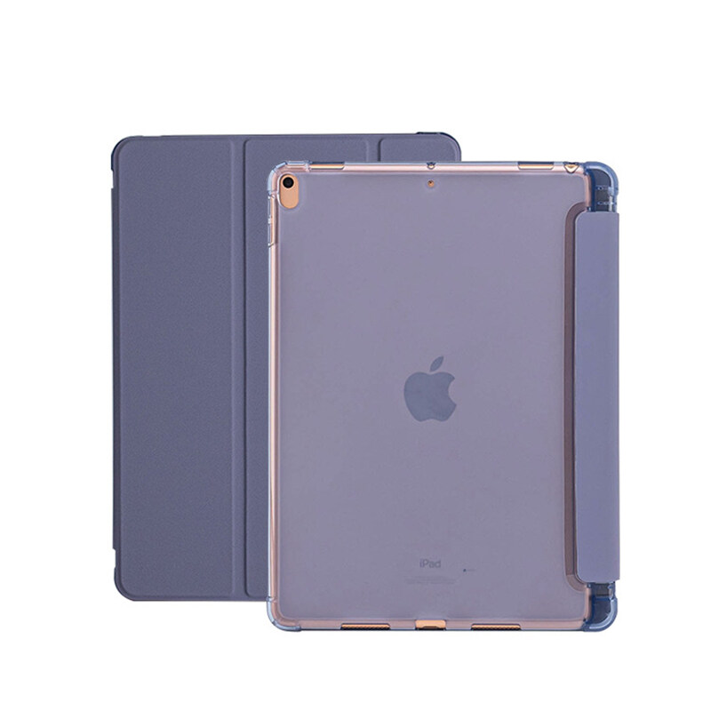 GOOJODOQ iPad Case For iPad 10.2 Inch 7th 8th Gen Case Cover Matte Transparent Pen Groove Leather Case