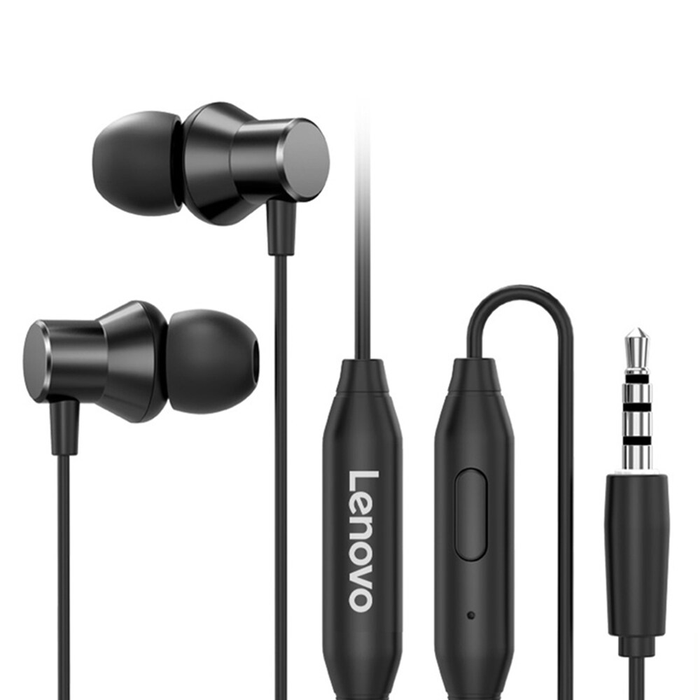 Lenovo HF130 In-Ear Earphones 1.2m Wired Headset with Mic 3.5mm Plug/Noise Reduction/HiFi Stereo Sound/HD Voice/Deep Bass/One-button Design Headphones