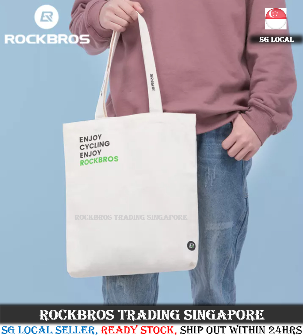 [SG SELLER] ROCKBROS Canvas Bag Men Women Large-capacity One-shoulder Shopping Tote Bag Fabric INS Lifestyle Shoulder Bag Handbag