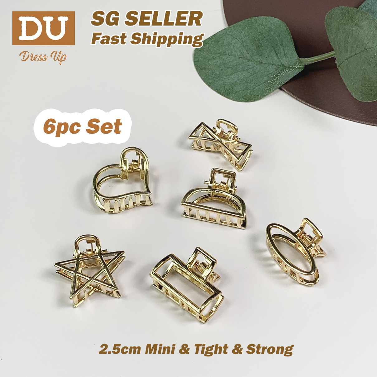[SG | Perfect Half Up-do] 6pc 2.5cm Vintage Mini Metallic Hair Claw Metal Hair Grip Hair Clip