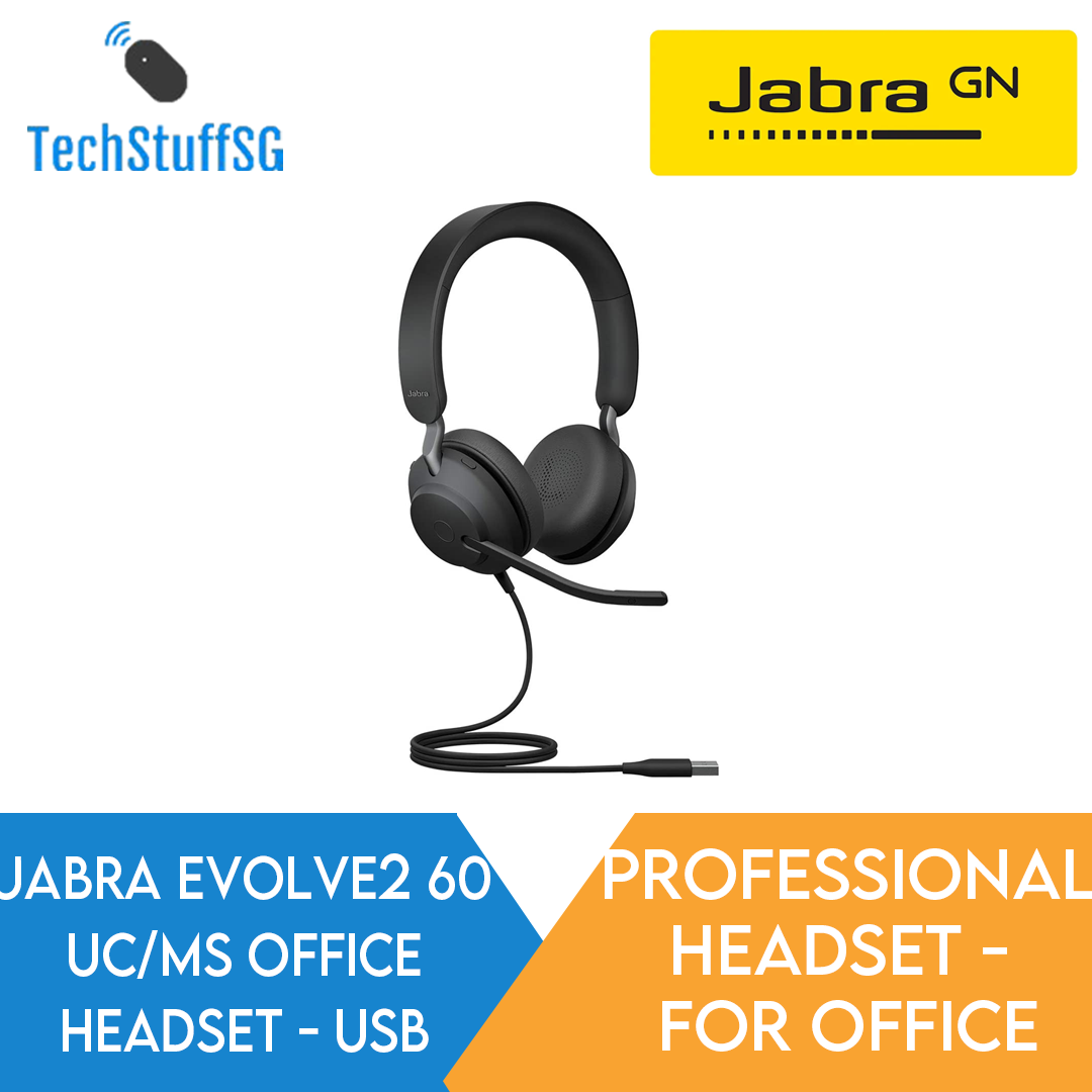 Jabra Evolve2 40 UC/MS Stereo Wired Headset,  Headphones for Professional Office Corporate with USB-A (Black)