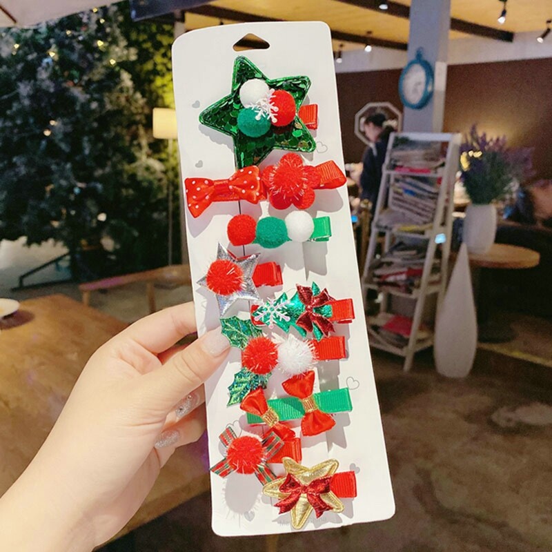 MJartoria 10PCs 2023 New Year Christmas Headdress Autumn Winter Hair Clips Children's Accessories Women's Hairpins