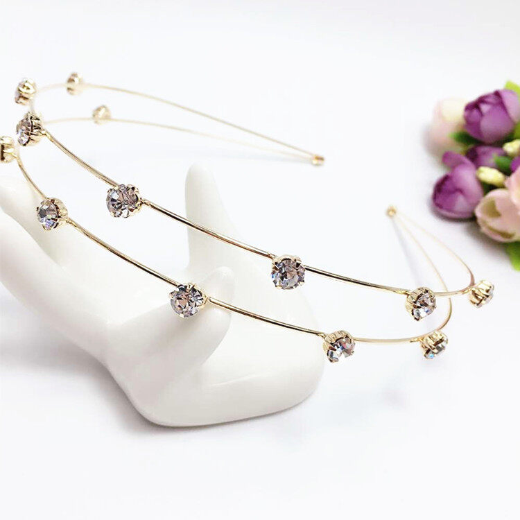 1Pc Alloy Rhinestone Headband Temperament Alloy Hairband Hair Accessories for Women Korean Hair Hoop
