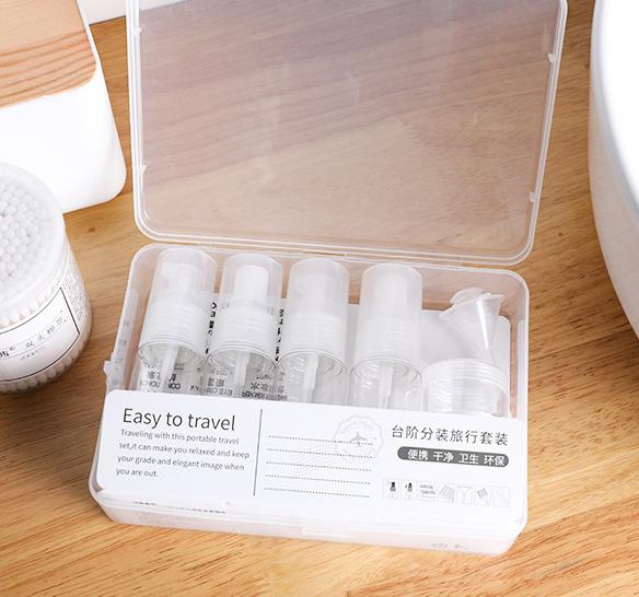 10pc travel kit sets cosmetics, bottled spray lotion, small empty bottle, portable storage set