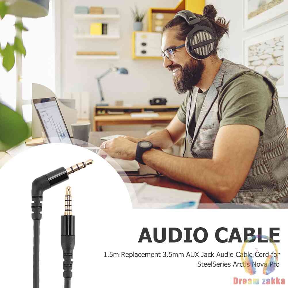 2022 NEW3.5mm AUX Jack Audio Cable Adapter Replacement 1.5m Headphones Adapter Cable Gold-plated Accessories for SteelSeries Arctis Nova Pro