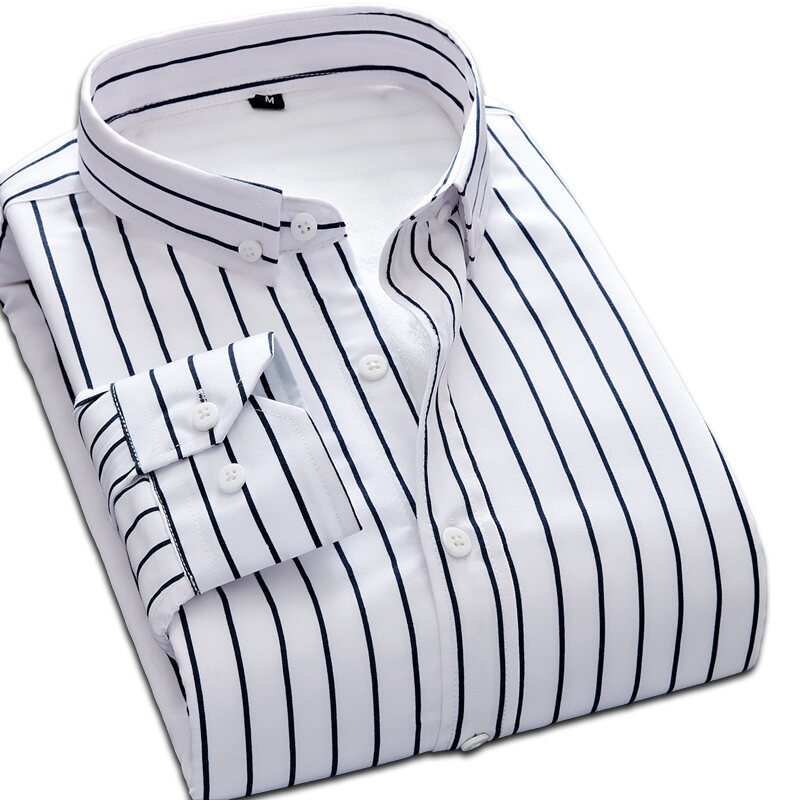 Spring and Autumn Men's Long-Sleeved Striped Shirt Business Casual Professional Workwear Shirt Slim Men's Shirt Inch Clothes