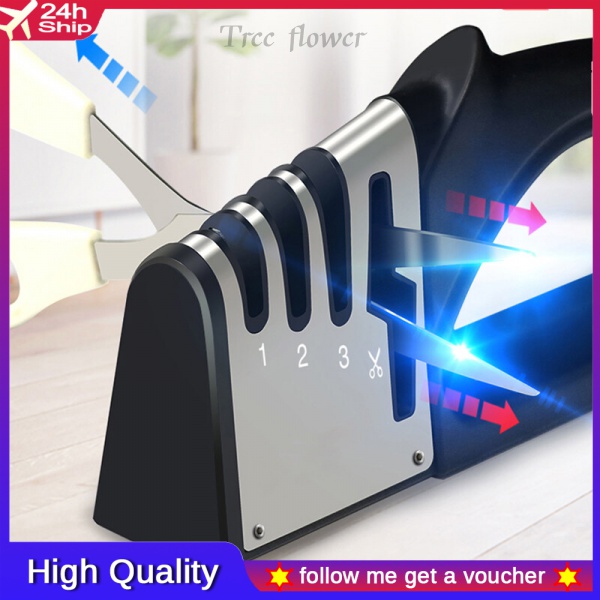 [SG Stock/1 Day delivery] ?Buy one get a gift? 2022 New 4 in 1 Handheld Non-Slip Knife Sharpener Kitchen Knives Grinder Diamond Ceramic Stone Professional New 4 Stages Sharpener Tools For Scissors Kni