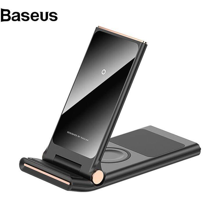 Baseus KUULAA 3 in 1 15W Wireless Charger Mirror Adjustable Phone Stand Folding Charging Dock Multi-function Charging Station for iPhone Apple Watch Airpods Pro