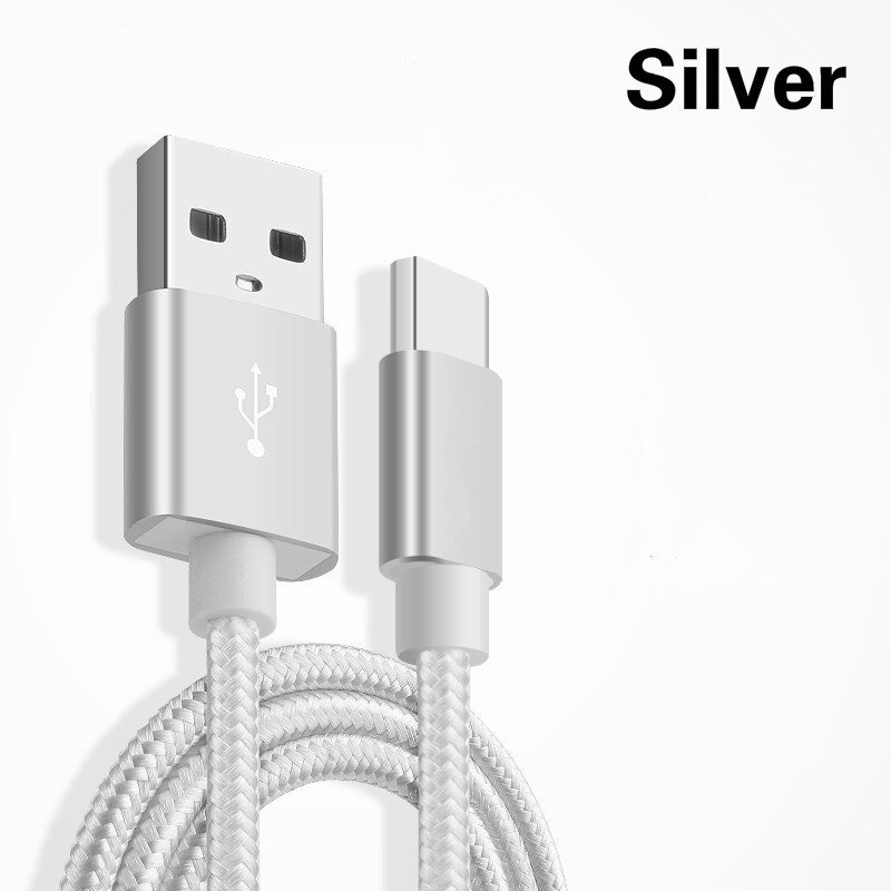 1M/2M/3M 2.4A Nylon Braided Rope Fast Charging Data Sync Charger Cable Type-C Micro USB Cable for Samsung Huawei HTC Xiaomi High Quality Super Long