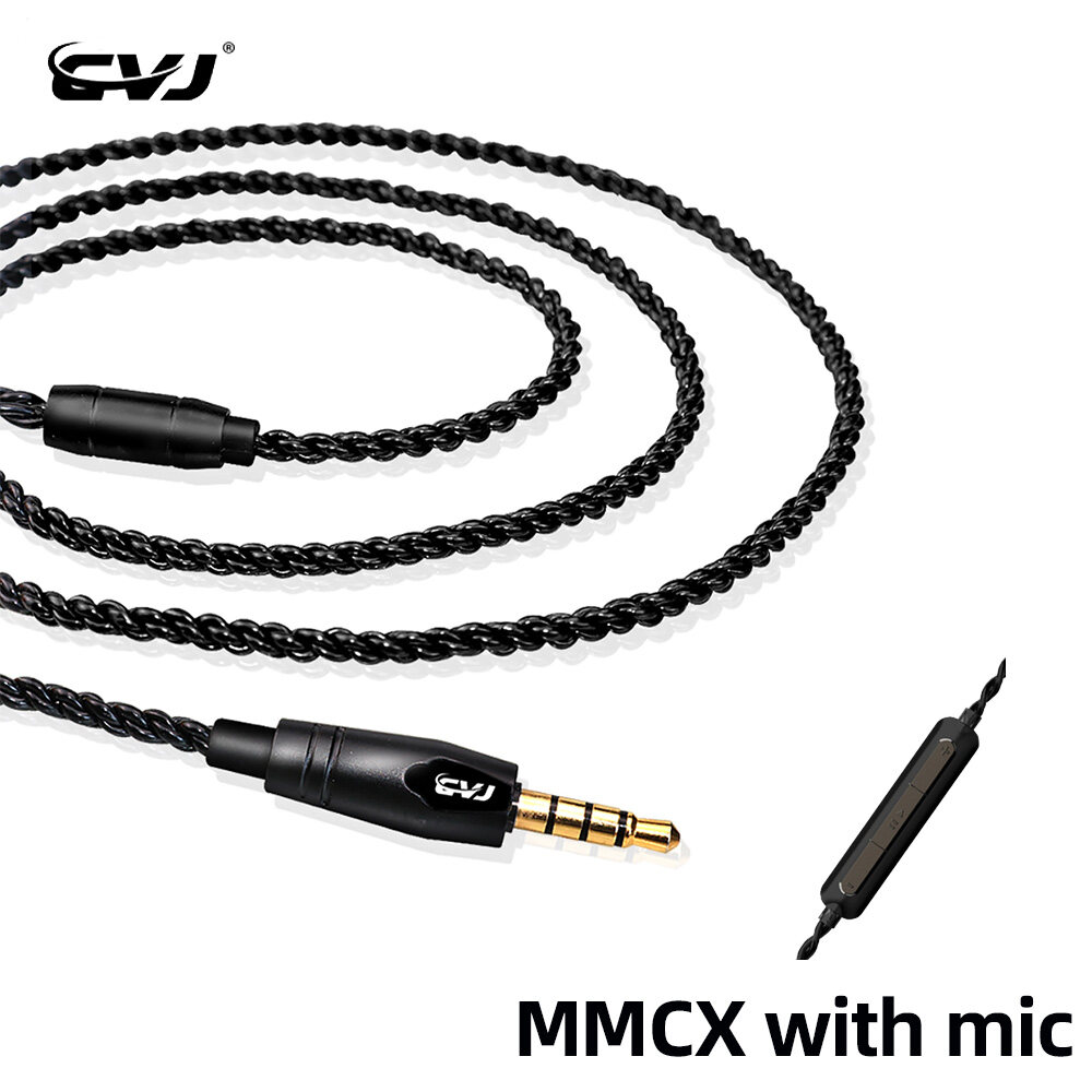 CVJ V1 Earphone Update Cable HIFI Replacement Earbuds Wire Oxygen-Free Copper Cable 2Pin 0.75mm/0.78mm/MMCX Connector Headphone Line For BLON BL03 Moondrop Aria KATO KZ ZSN Pro CCA CA16 Pro TRN MT1 Pr