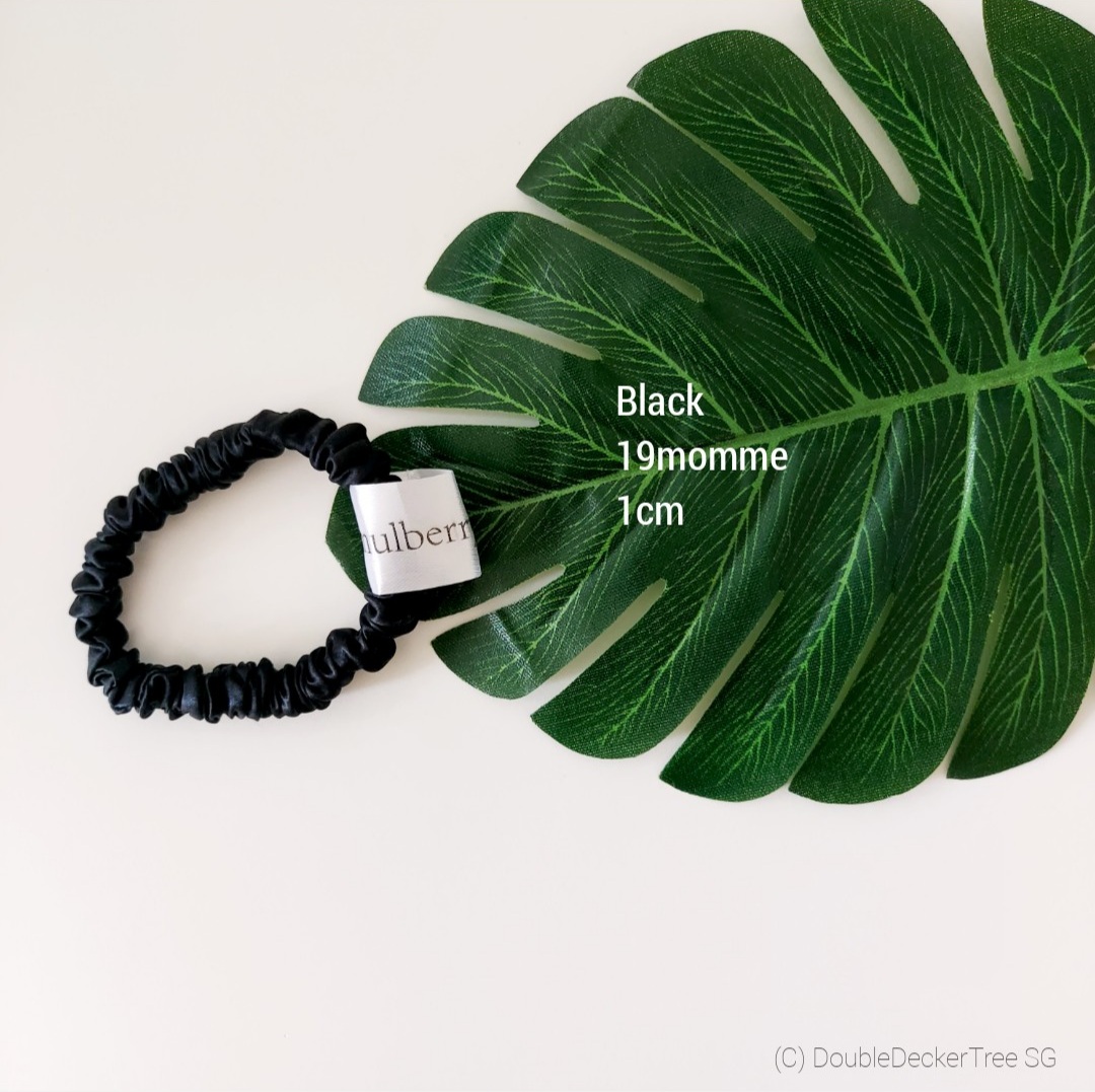 Mulberry Silk Skinny Scrunchies 1cm 100% Natural for Hair Care All Hair Types Soft and Smooth Small Sized Scrunchies Gift Ideas