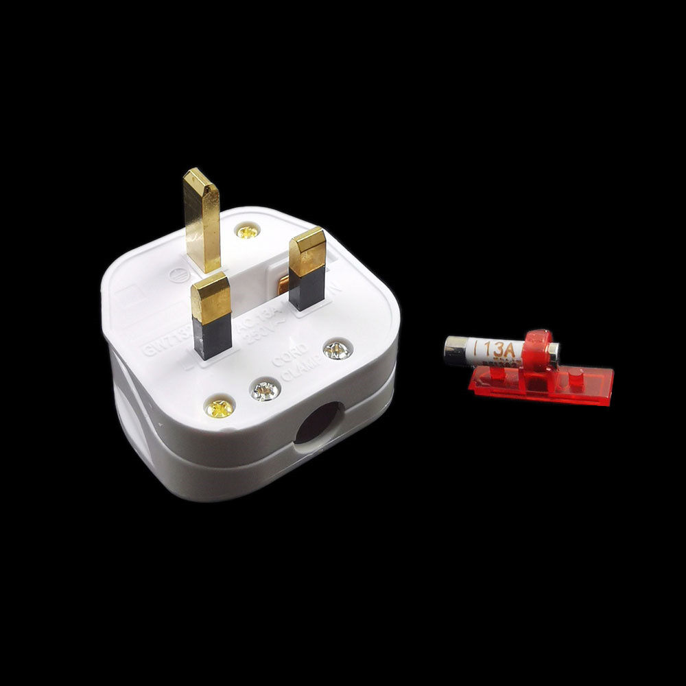 White 13A 250V Rewireable Sigapore Malaysia Plug With Fuse And Power Switch ABS Material UK 3 Pins Adaptor High Quality