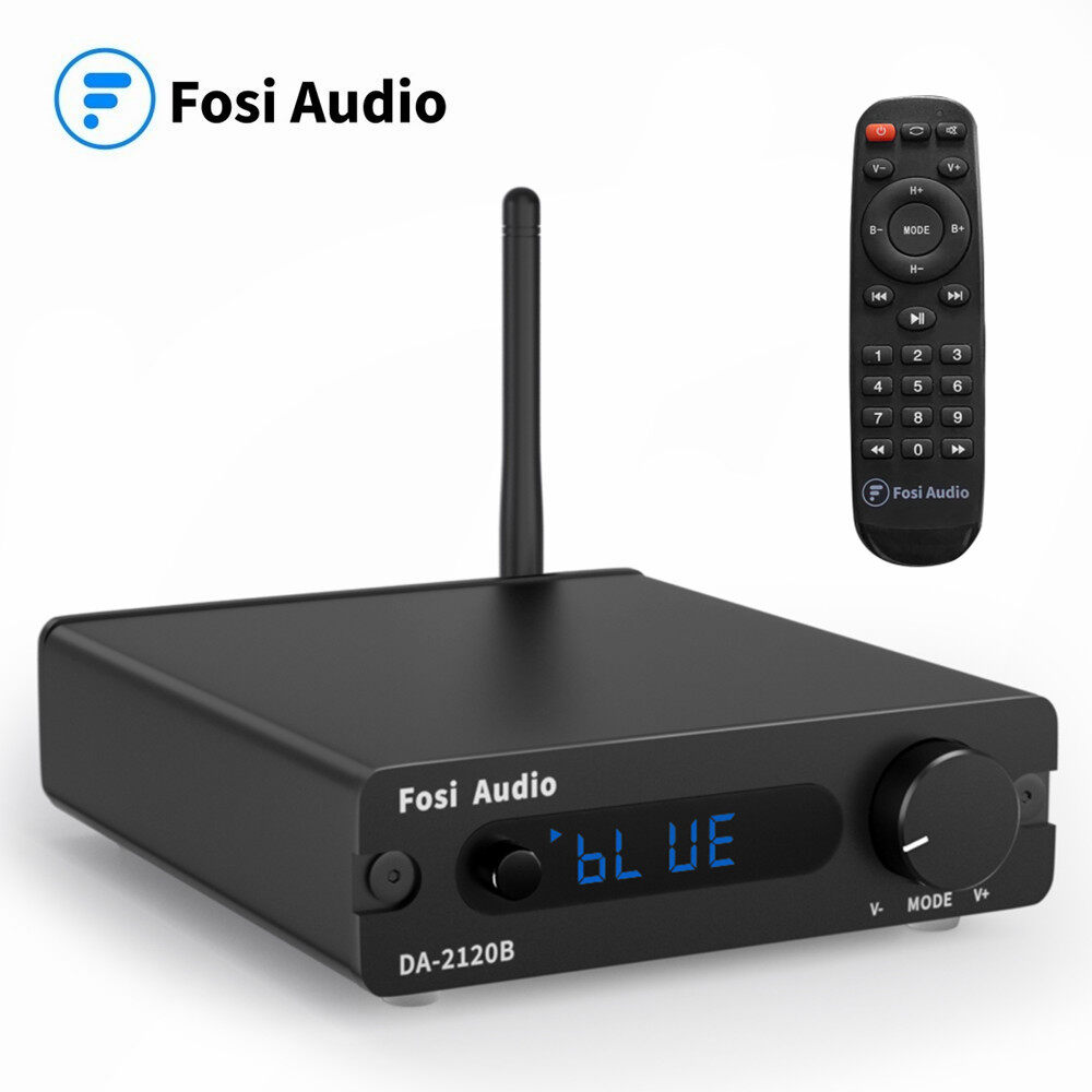 Fosi Audio DA2120B Bluetooth Amplifier Stereo Audio Wireless Amp Hifi Class D Power Amp 100W x2 Passive Speakers Remote Control With 24V Power Supply