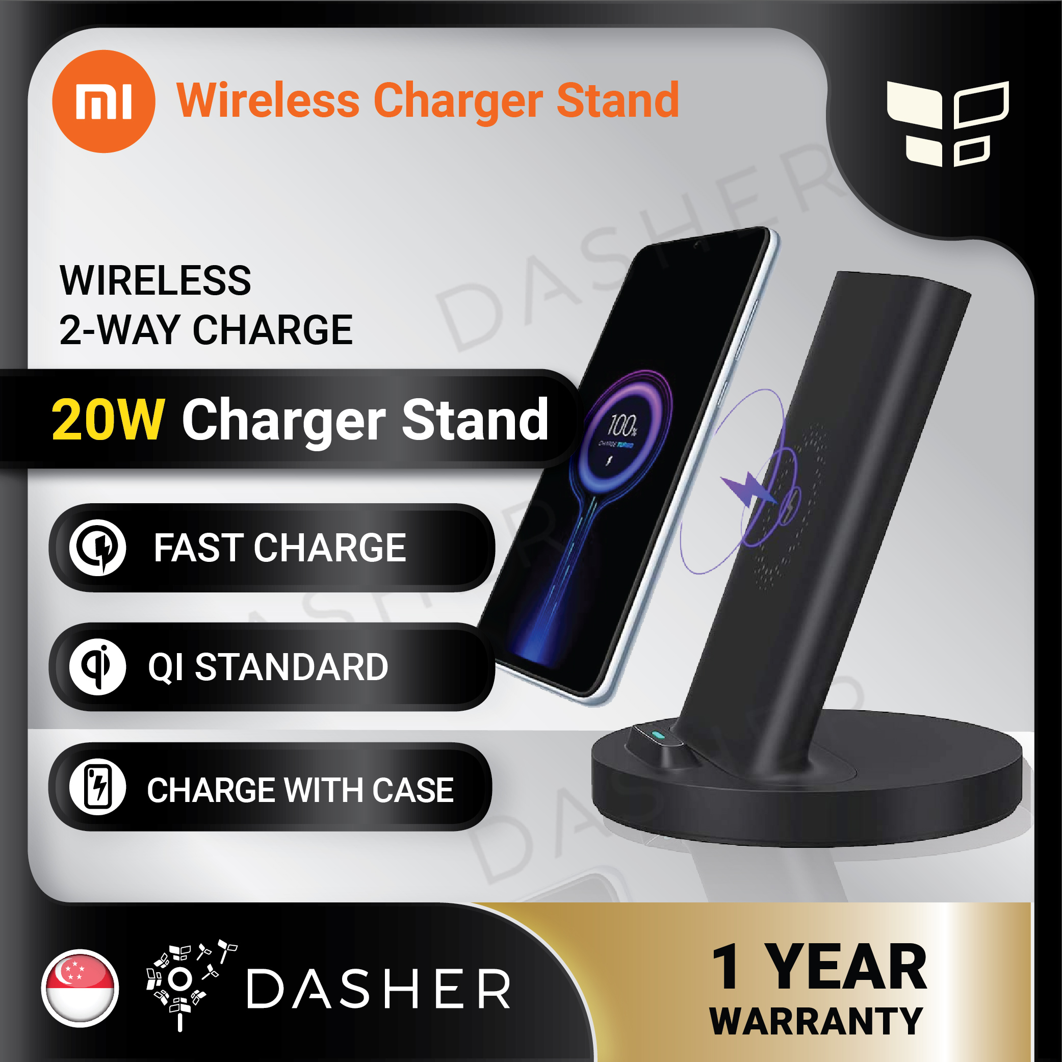 Xiaomi 20W Wireless Charger Stand Fast Charge Qi Standard Type C WPC02ZM