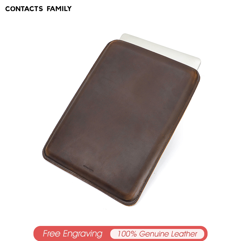 Genuine Leather Laptop Sleeve Case for MacBook Pro 14.2/16.2 Inch 2021 Crazy Horse Leather Sleeve Cover Bag
