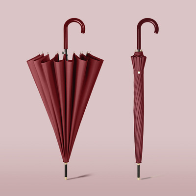 New arrival Japanese brand long umbrella 16K windproof curved handle big umbrella rainproof quality classic business big umbrella