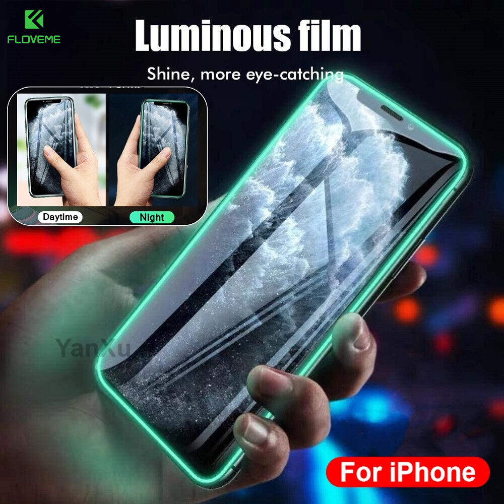 Floveme 3/2/1 Pieces Pack for IPhone 14 Pro Max 14 Plus 14 13 12 11 XR XS Max X Luminous Tempered Glass Screen Protector Glowing Protective Film