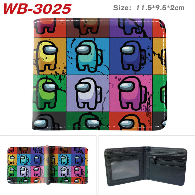 Among Us Boys Leather Portable Short Wallets Half Fold Full Color Printed Leather Cartoon Game Peripheral Card Case Kids Purse Casual Fashion Personality