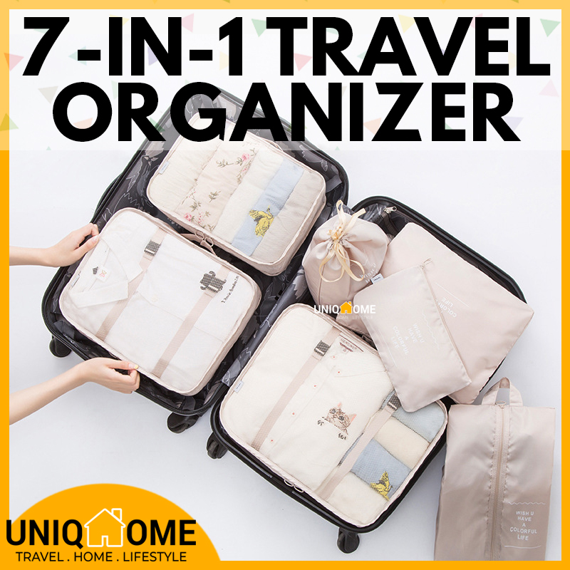 UniqHome Travel Organizer 7 Pieces Foldable Washable Luggage Set Organizer Luggage Organizer  Travel bag Luggage Organiser Foldable bag Packing Bag Travel Organiser
