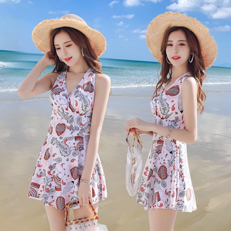 【Ready Stock】Sleeveless Swimming Suit Women Swimsuits One Piece Backless Beach Dress CONSERVATIVE Slim Swimwear