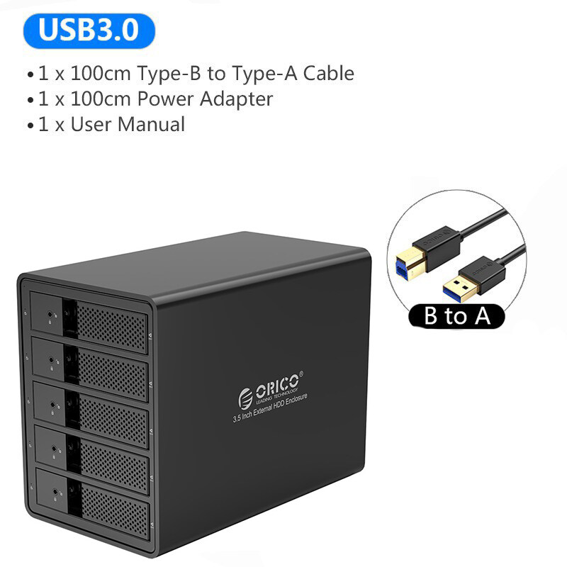 ORICO 95 Series Multi Bay 3.5'' SATA to USB3.0 HDD Docking Station 16TB Single Internal Power HDD Enclosure Aluminum HDD Case(9558U3)