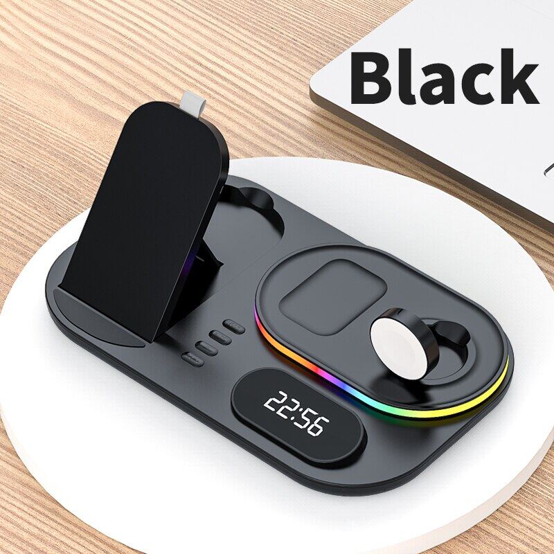 Floveme 30W 3 In 1 Qi RGB Light Wireless Charger Fast Charging Dock Station for Apple Watch IWatch 8 7 6 AirPods Pro 2 for IPhone 14 Pro Max 14 Plus 14 13 12 Mini 11 XS