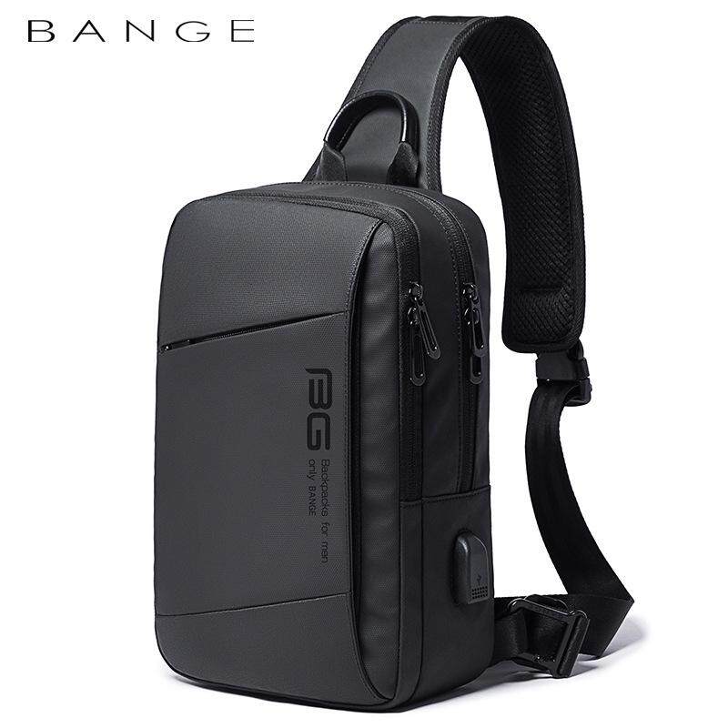 Korean Business Men's Anti-theft Sling Bags Waterproof Travel Shoulder Sling Chest Bag pack For Men with USB Port