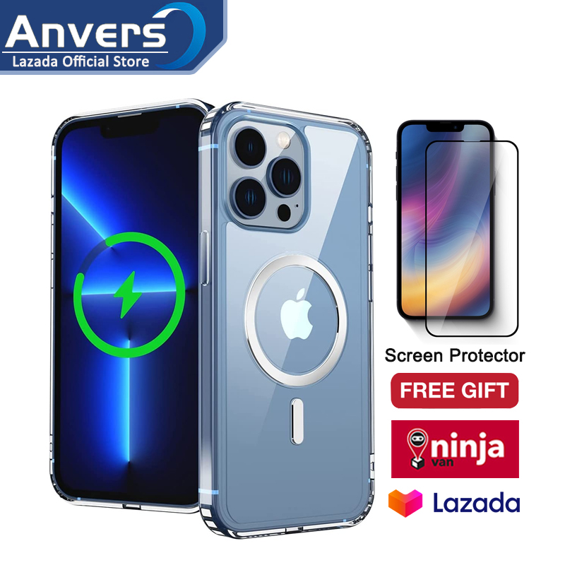 【Free HD Screen Protector】 ANVERS iPhone 13 Pro Max Magsafe Case | iPhone 12 Pro Max Magsafe Case |  iPhone 13 /12 Magsafe Case Magsafe CaseMagnetic Charging Case Casing Cover