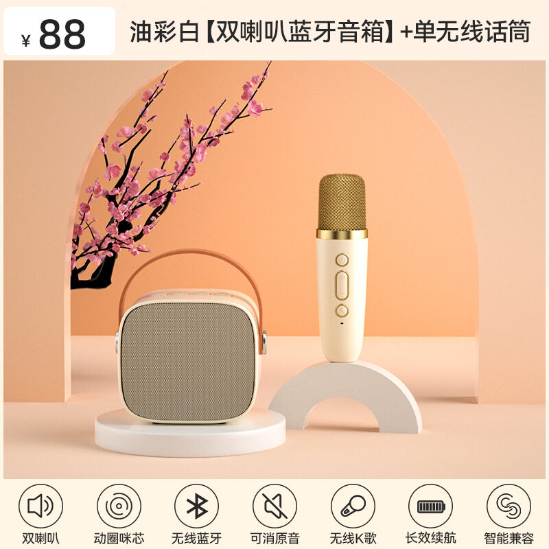Wireless Bluetooth Speaker Small Karaoke Home Extra Bass Microphone Audio Integrated Microphone Family KTV Set