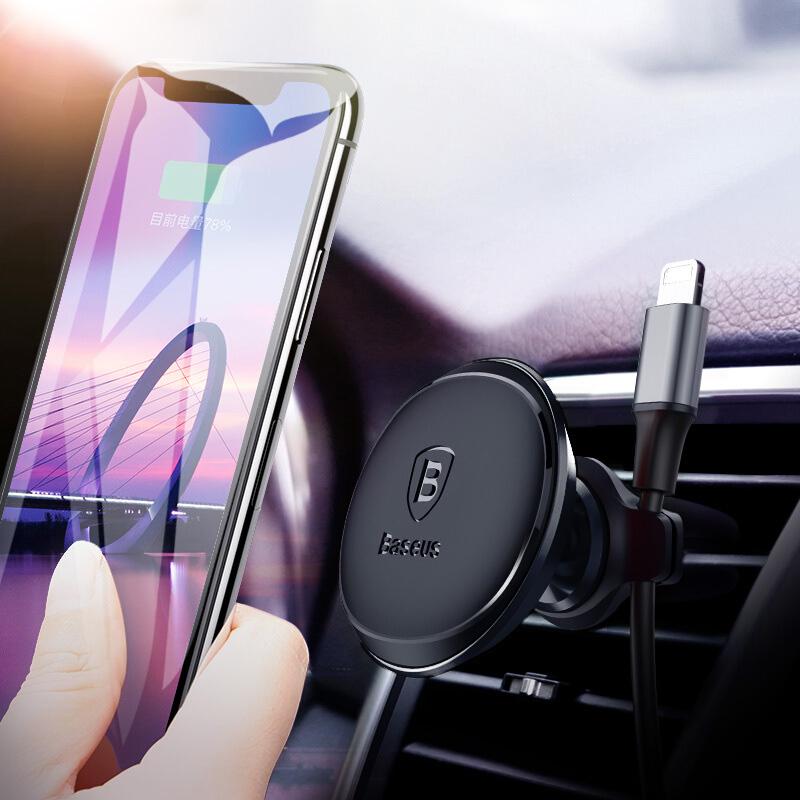 Baseus Magnetic Car Phone Holder For iPhone Samsung Magnet Mobile Phone Holder Stand Air Vent Mount Car Holder + Cable Organizer