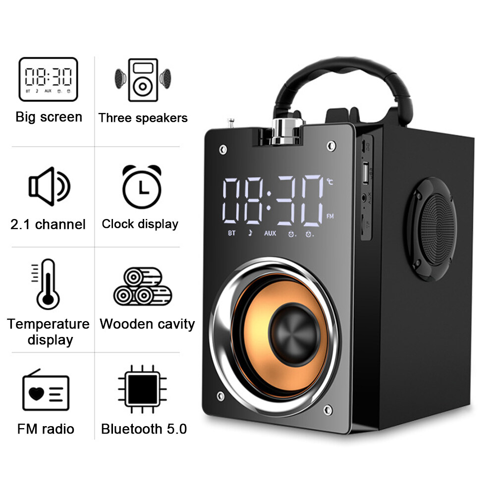 TVCC Bluetooth 5.0 Speaker Wireless 3D Bass Dance Camp Music Party FM Radio Remote Controller Phone Stand Portable Subwoofer