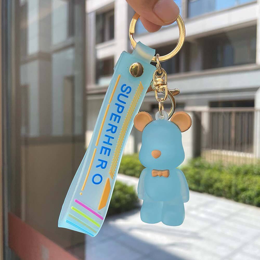 PULLBEAR Friends Gift Hang Ornaments Car Interior Accessories Car Pendant Keyring Ornaments PVC Key Chain Bow Tie Bear Keyring Bear Keychain Car Key Ring