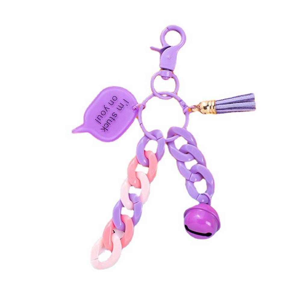 BINRUI Handmade Creative Backpack Decoration Phone ornaments Fashion Jewelry Acrylic Small Bell KeyChains Link Chain Keyring Car Keychain Bag Pendent